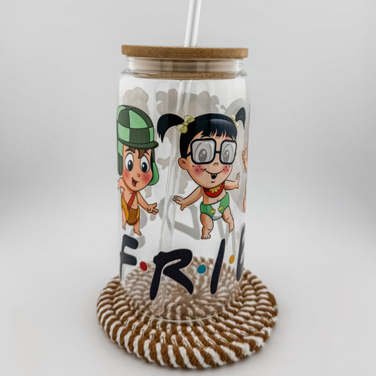 Bamboo Lid Glass Iced Coffee Cup , amigos cup